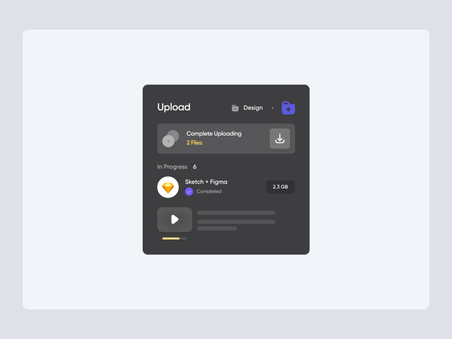 Download Widget - Upload File Dark Version for Figma and Adobe XD