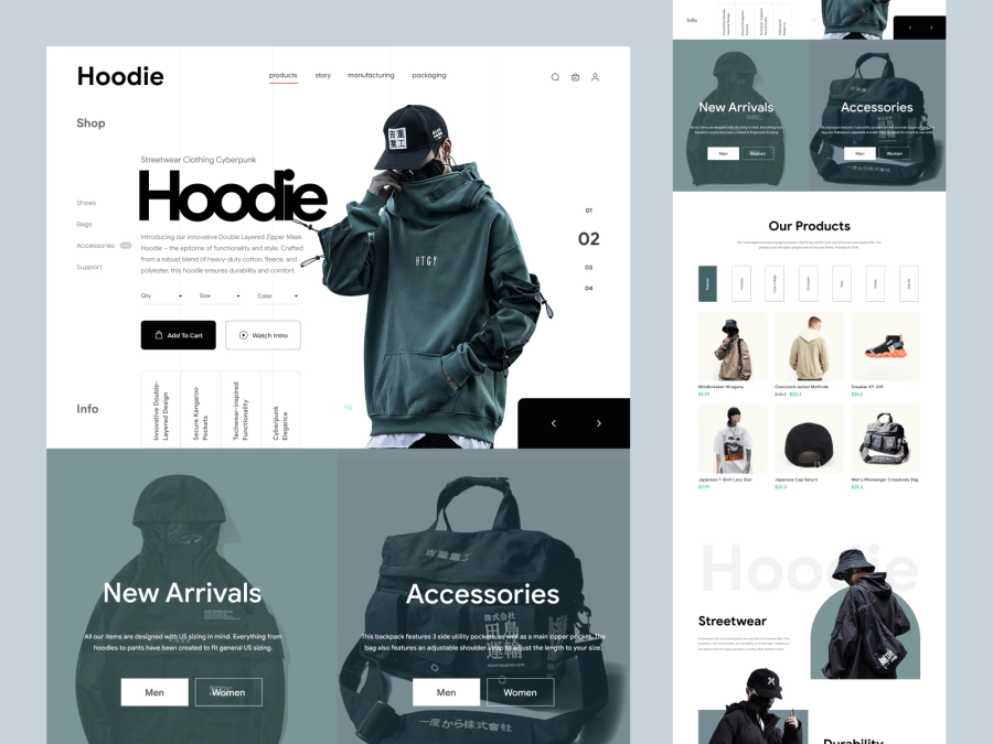 Download Shopify Website Homepage Design For Fashion Products for Figma and Adobe XD