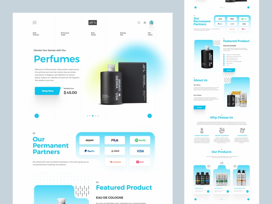 Download Shopify Website for Perfume and Cosmetics for Figma and Adobe XD