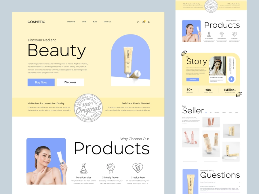 Download Cosmetic - Shopify Store for Cosmetics and Beauty Company for Figma and Adobe XD