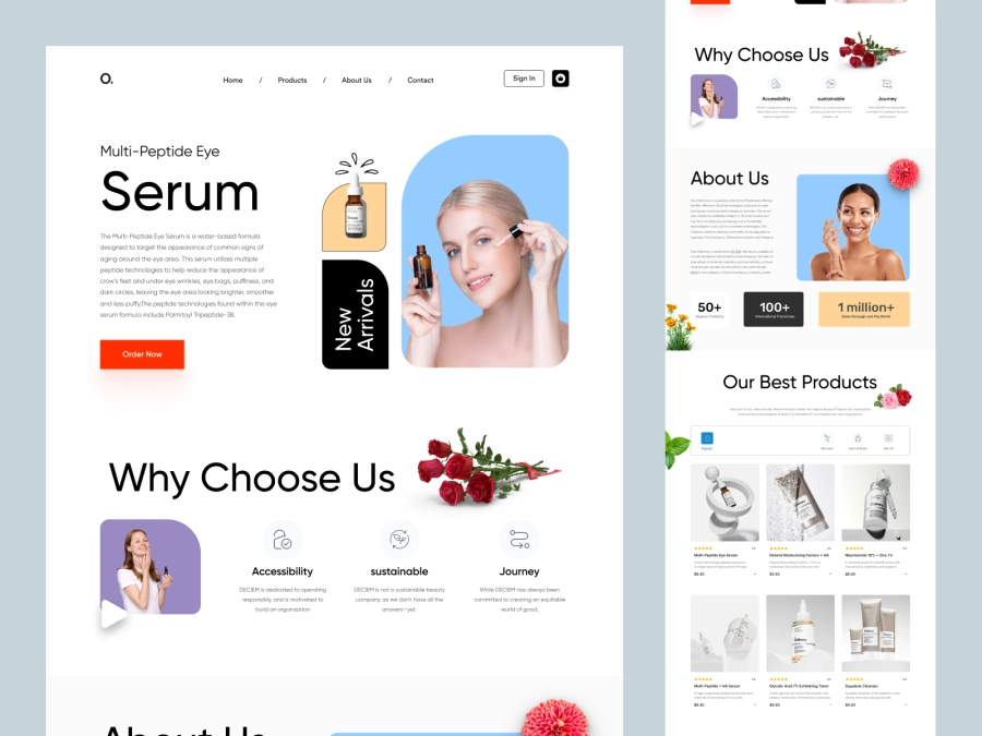 Download O. - Shopify Website Design for Beauty and Cosmetics Sotre for Figma and Adobe XD