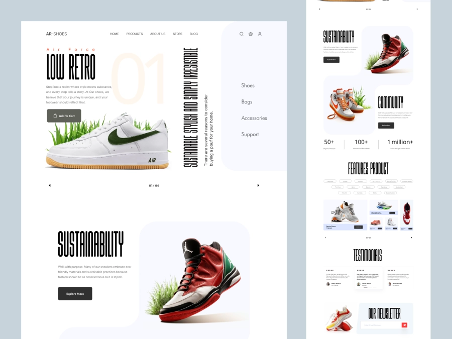 Download Low Retro - Shopify Website Design for Shoes Company for Figma and Adobe XD