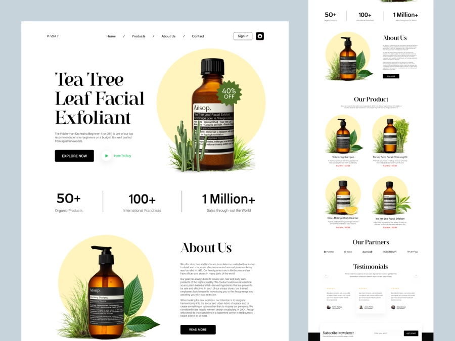 Download Wassup - Organic Tea and Coffee Shopify Store Design for Figma and Adobe XD