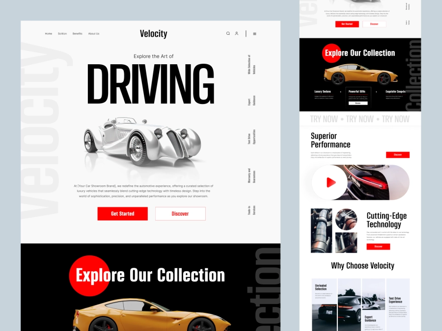 Download Velociy - Retro Cars Store Website Design for Figma and Adobe XD