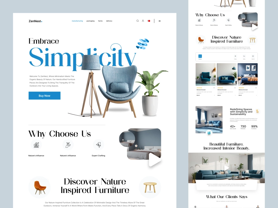 Download ZenNest - Modern Furniture Store for Figma and Adobe XD