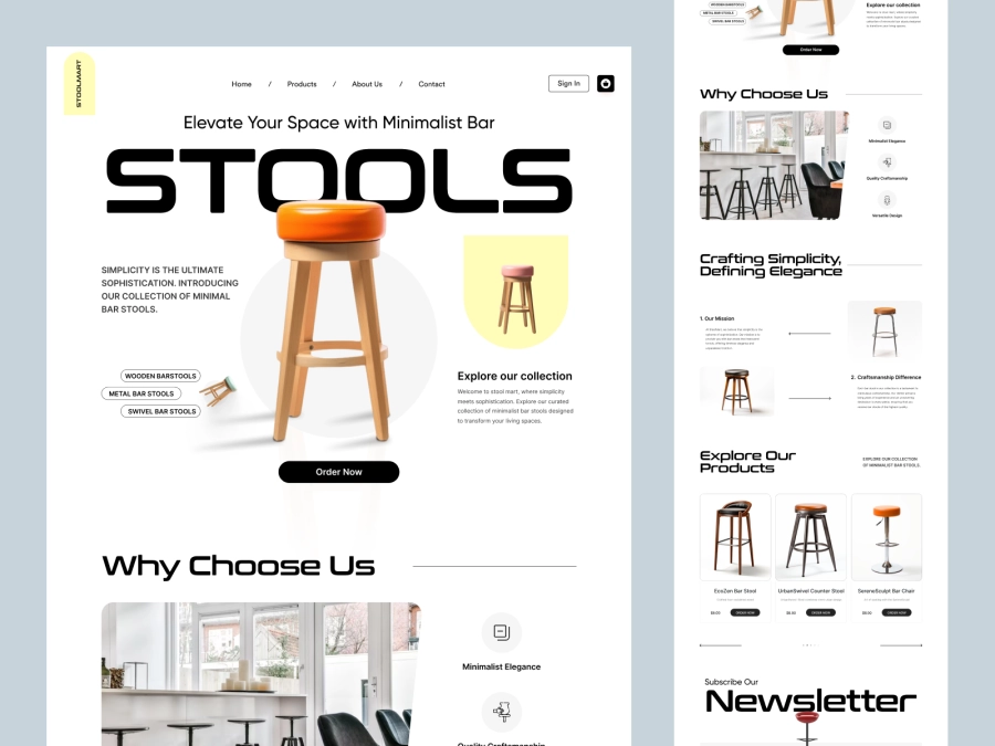 Download StoolMart - Modern Furniture Store for Figma and Adobe XD