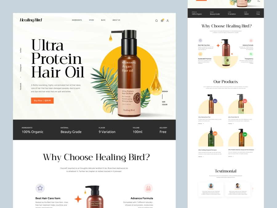 Download Healing Bird - Beauty and Cosmetics Product Store for Figma and Adobe XD