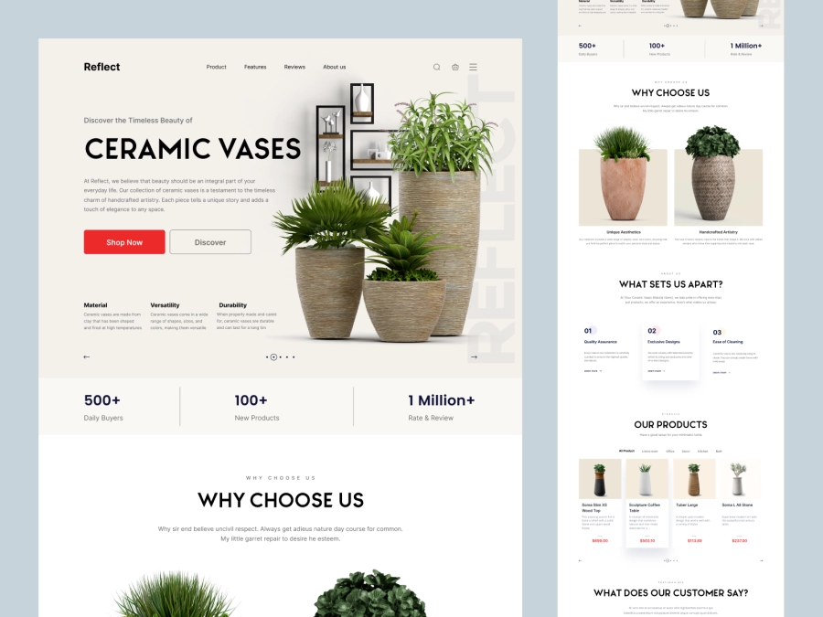 Download Reflect - Ceramic Vases and Home Decore Products for Figma and Adobe XD
