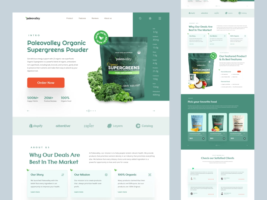 Download PaleoValley - Organic Food for Figma and Adobe XD