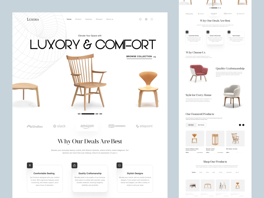 Download Luxora - Modern Furniture Store for Figma and Adobe XD