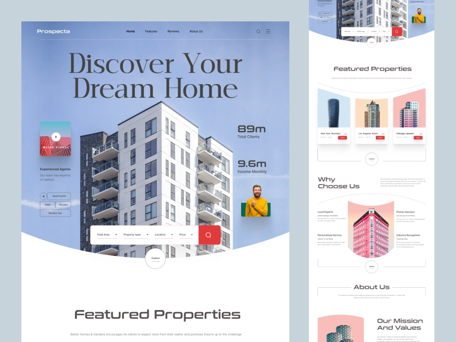 Download Prospects - Real Estate Website Homepage for Figma and Adobe XD