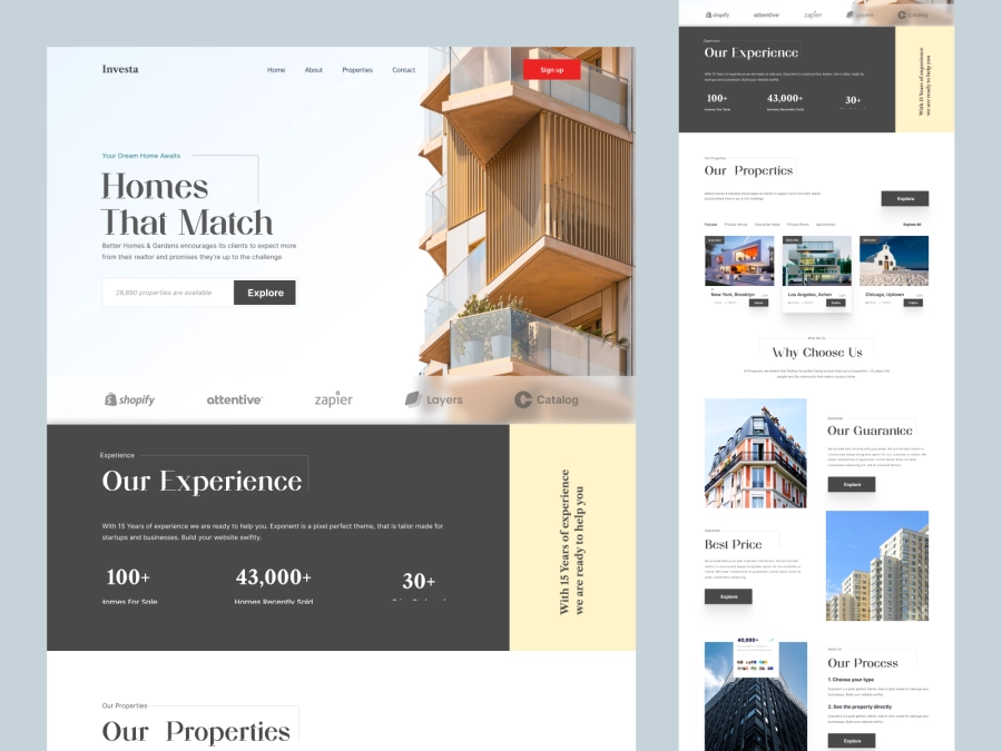 Download Investa - Real Estate Website Homepage for Figma and Adobe XD