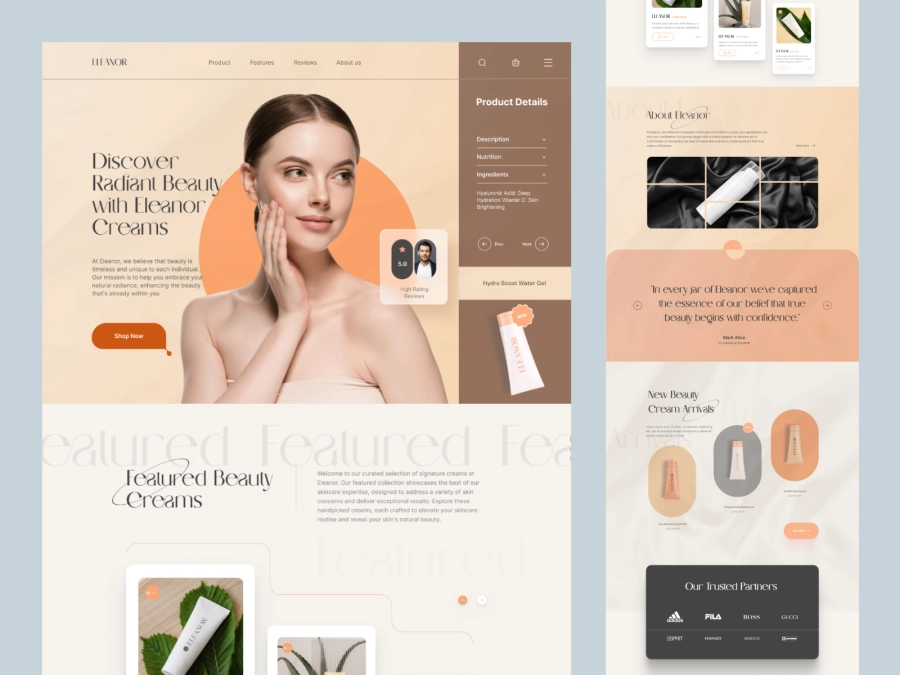 Download Eleanor - Body wash product website for Figma and Adobe XD