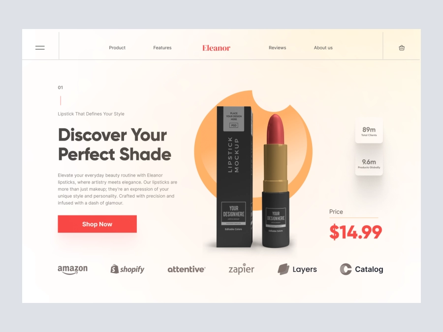 Download Hero Section Design for Cosmetics Product for Figma and Adobe XD