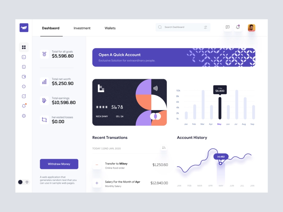 Download RW - Cryptocurrency Dashboard UI for Figma and Adobe XD