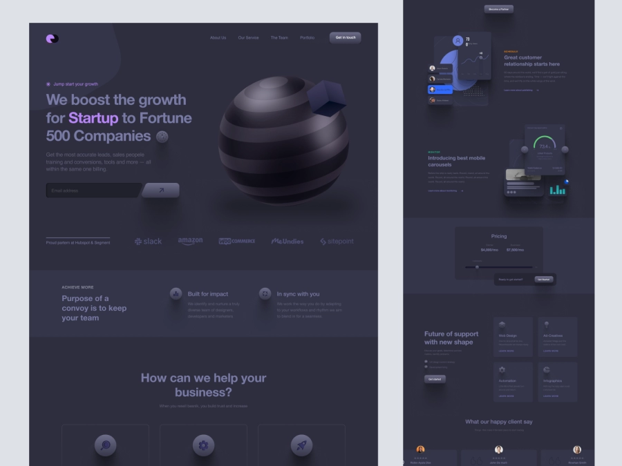 Download Qbal - SaaS Landing Page Design Dark Version for Figma and Adobe XD