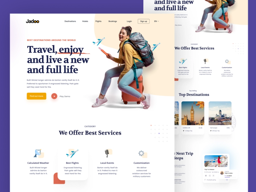 Download Jadoo - Travel Company Website Template for Figma and Adobe XD