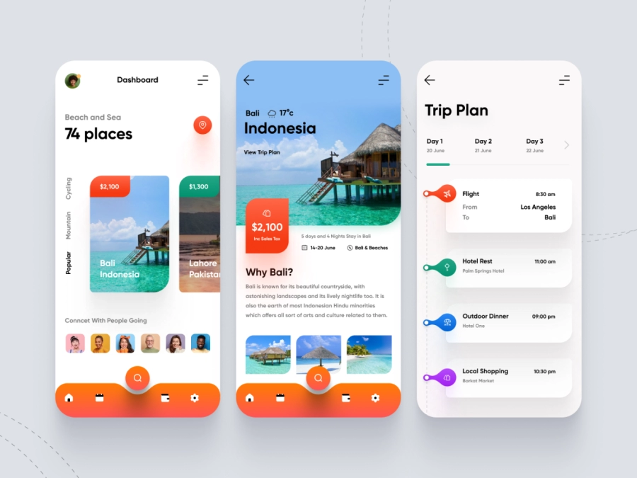 Download Travello - Travel Agency Mobile App 3 Screens Light Version for Figma and Adobe XD