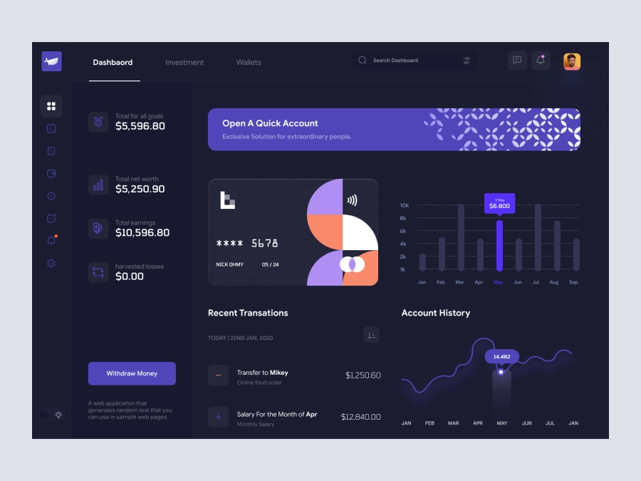 Download Ravind - Cryptocurrency Dashboard UI Dark Version for Figma and Adobe XD