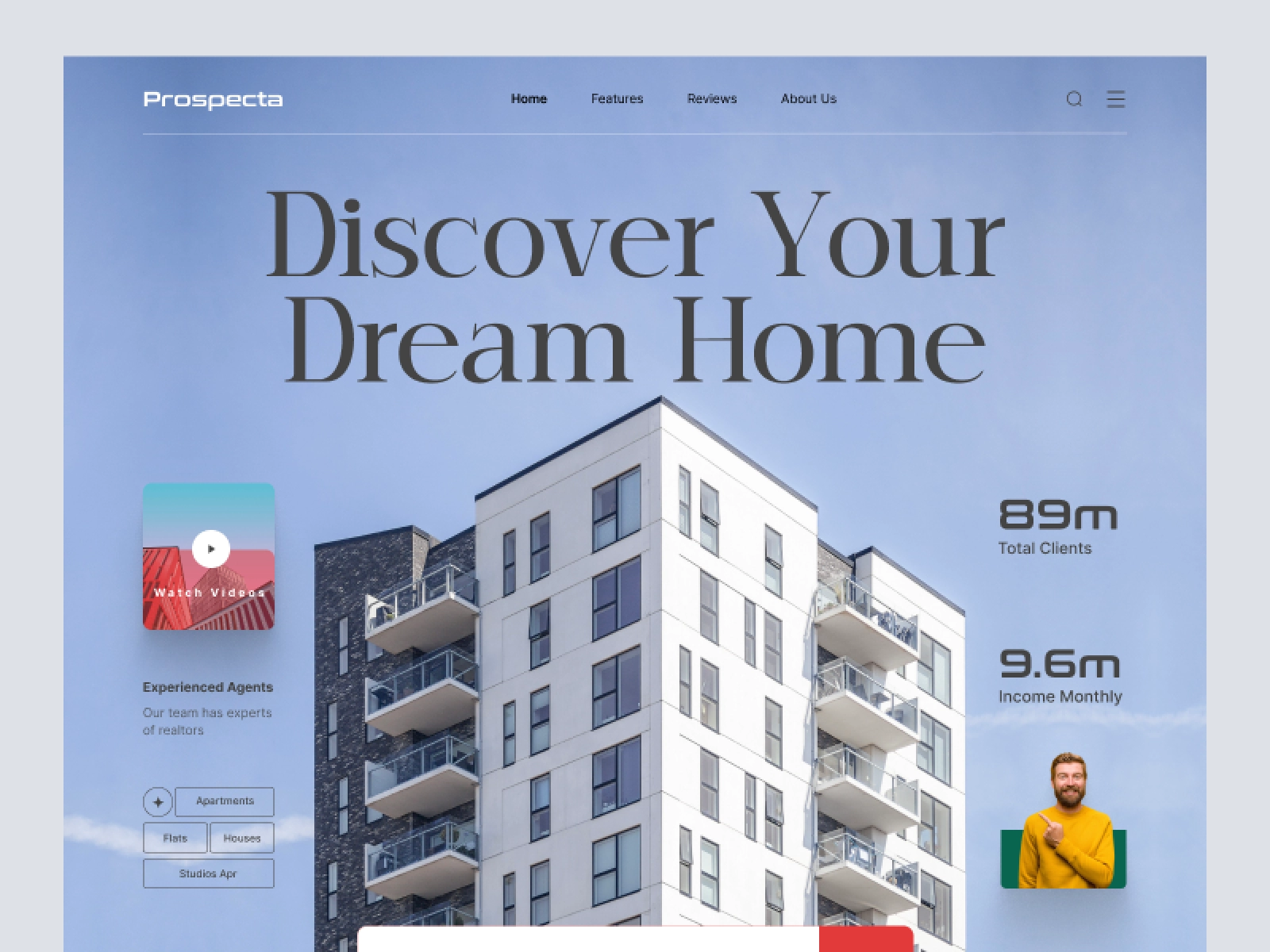 Prospects - Real Estate Website Homepage for Figma and Adobe XD - screen 1