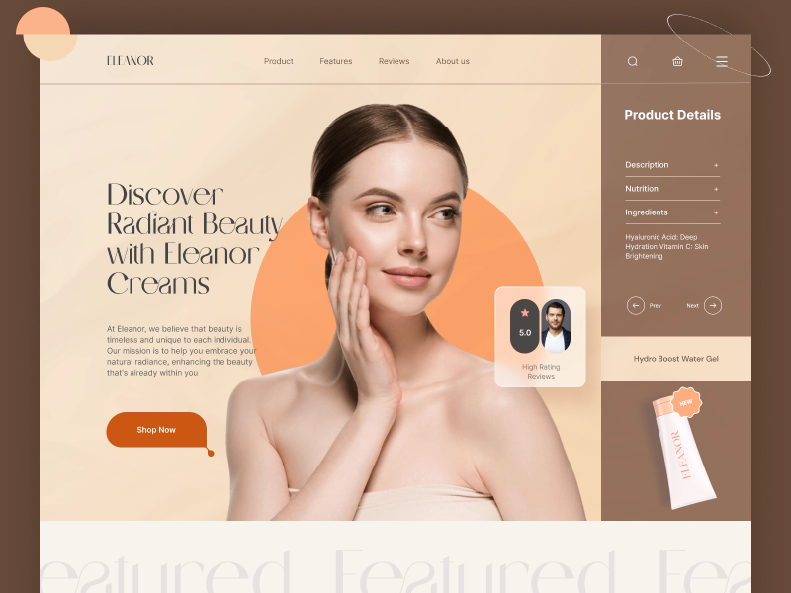 Eleanor - Body wash product website for Figma and Adobe XD - screen 1