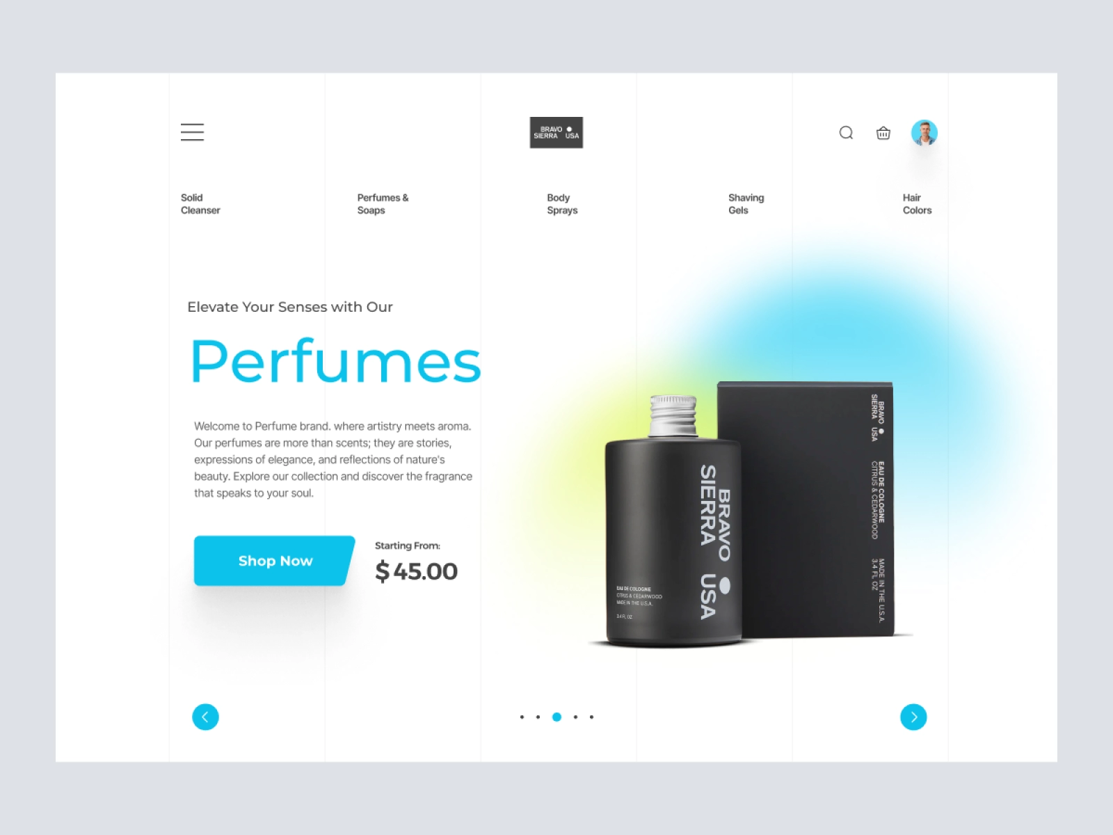 Shopify Website for Perfume and Cosmetics for Figma and Adobe XD - screen 1
