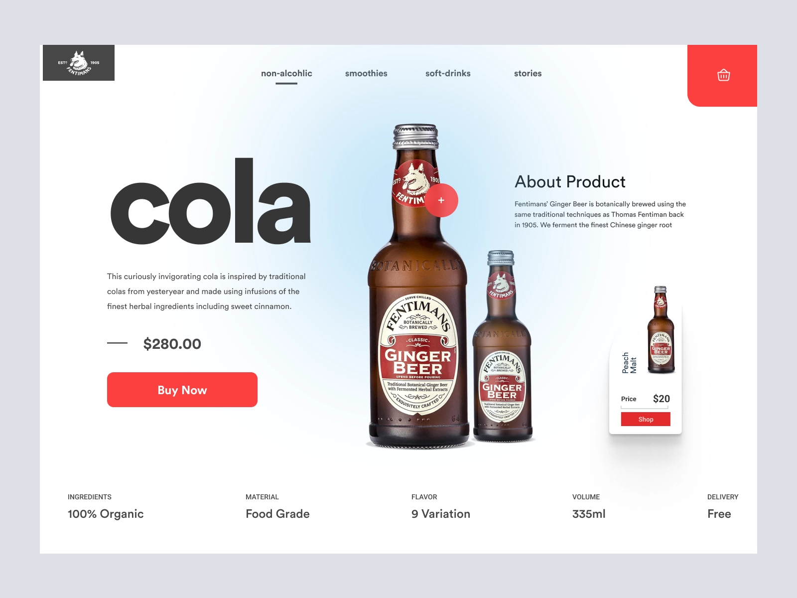 Cola - Store Design for Cold Drinks for Figma and Adobe XD - screen 1
