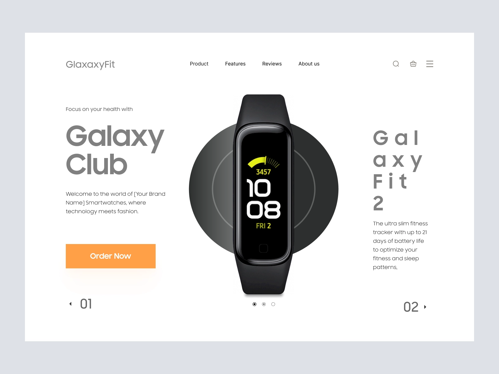 GalaxyFit - SmartWatch Website Design for Figma and Adobe XD - screen 1