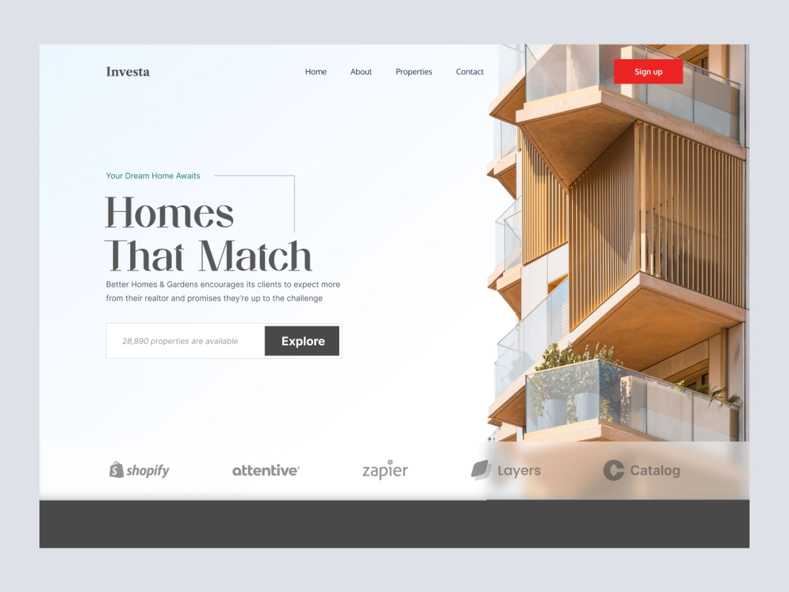 Investa - Real Estate Website Homepage for Figma and Adobe XD - screen 1