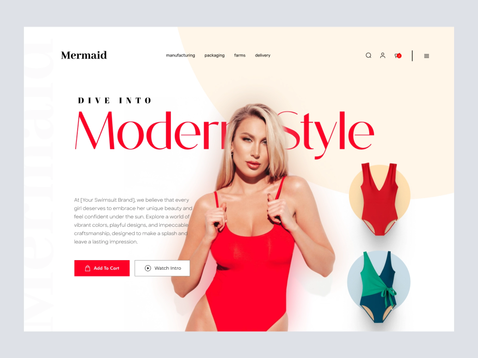 Mermaind - Swimwear Shopify Store for Figma and Adobe XD - screen 1