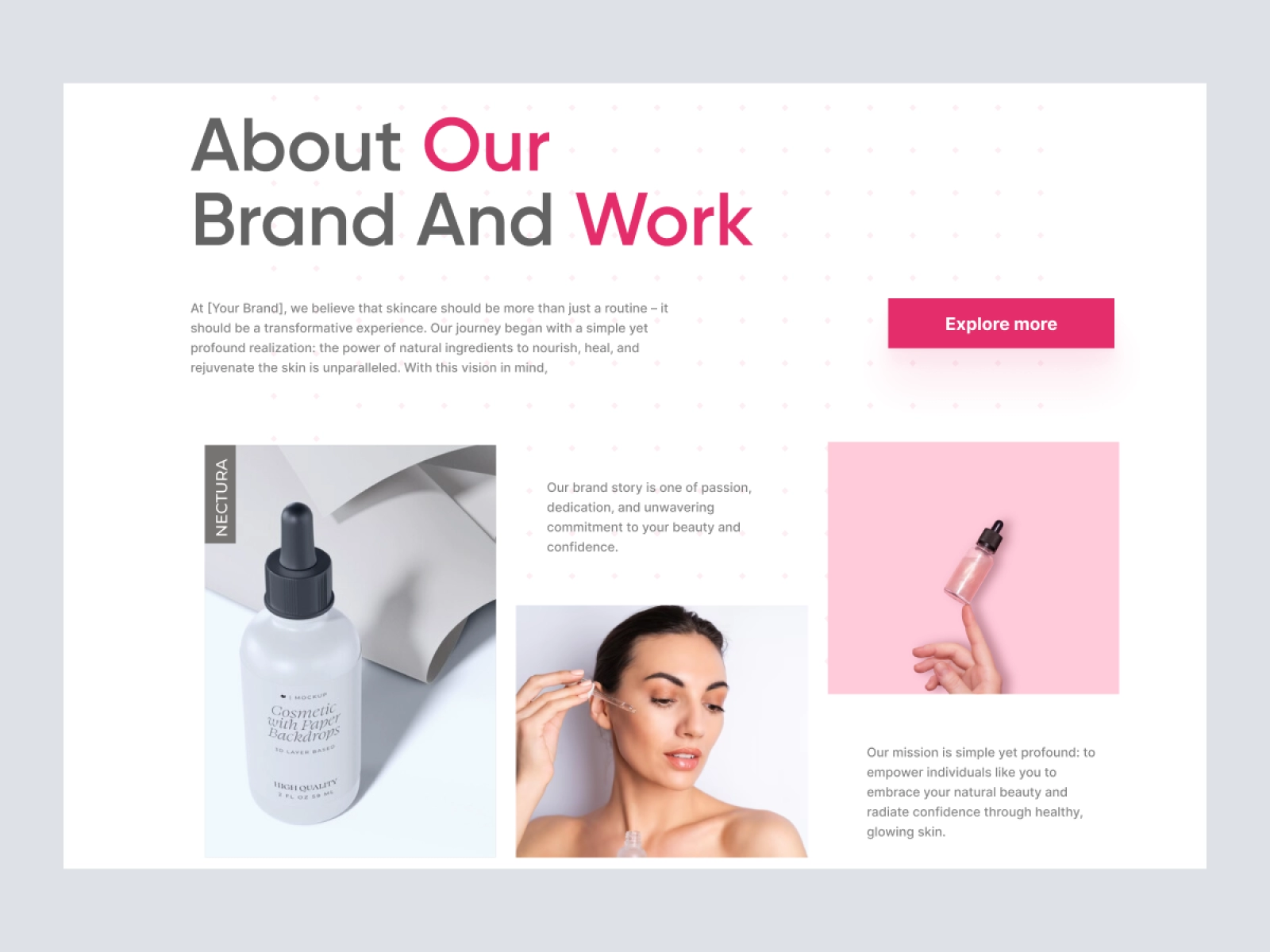Nectura - Cosmetics Serum Product Website for Figma and Adobe XD - screen 2
