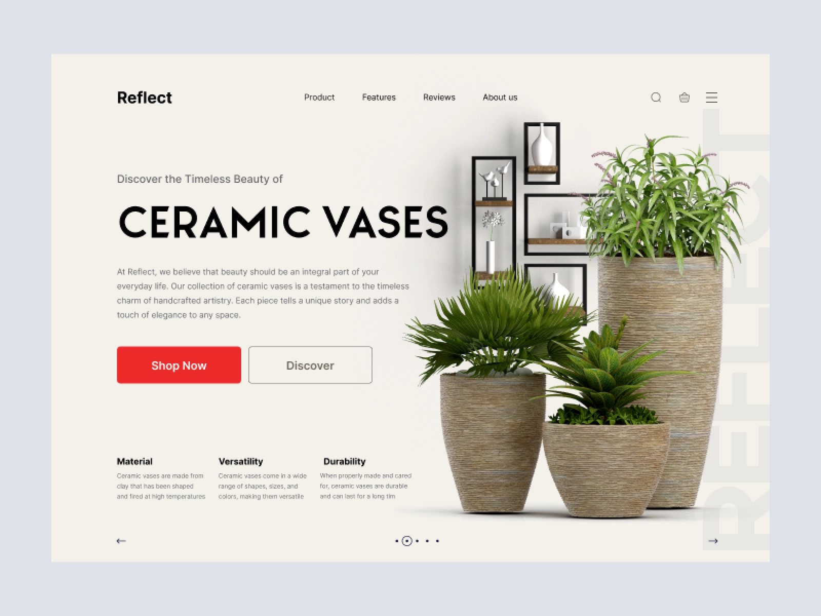 Reflect - Ceramic Vases and Home Decore Products for Figma and Adobe XD - screen 1