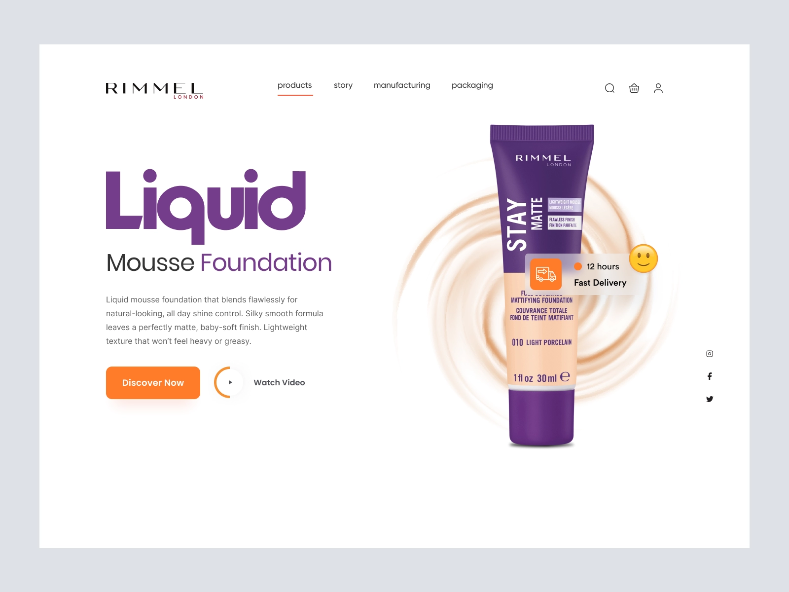 RIMMEL - Shopify Store Design for Cosmetics Products for Figma and Adobe XD - screen 1