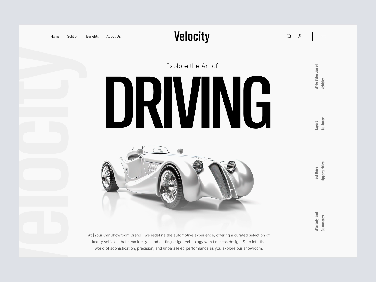 Velociy - Retro Cars Store Website Design for Figma and Adobe XD - screen 1