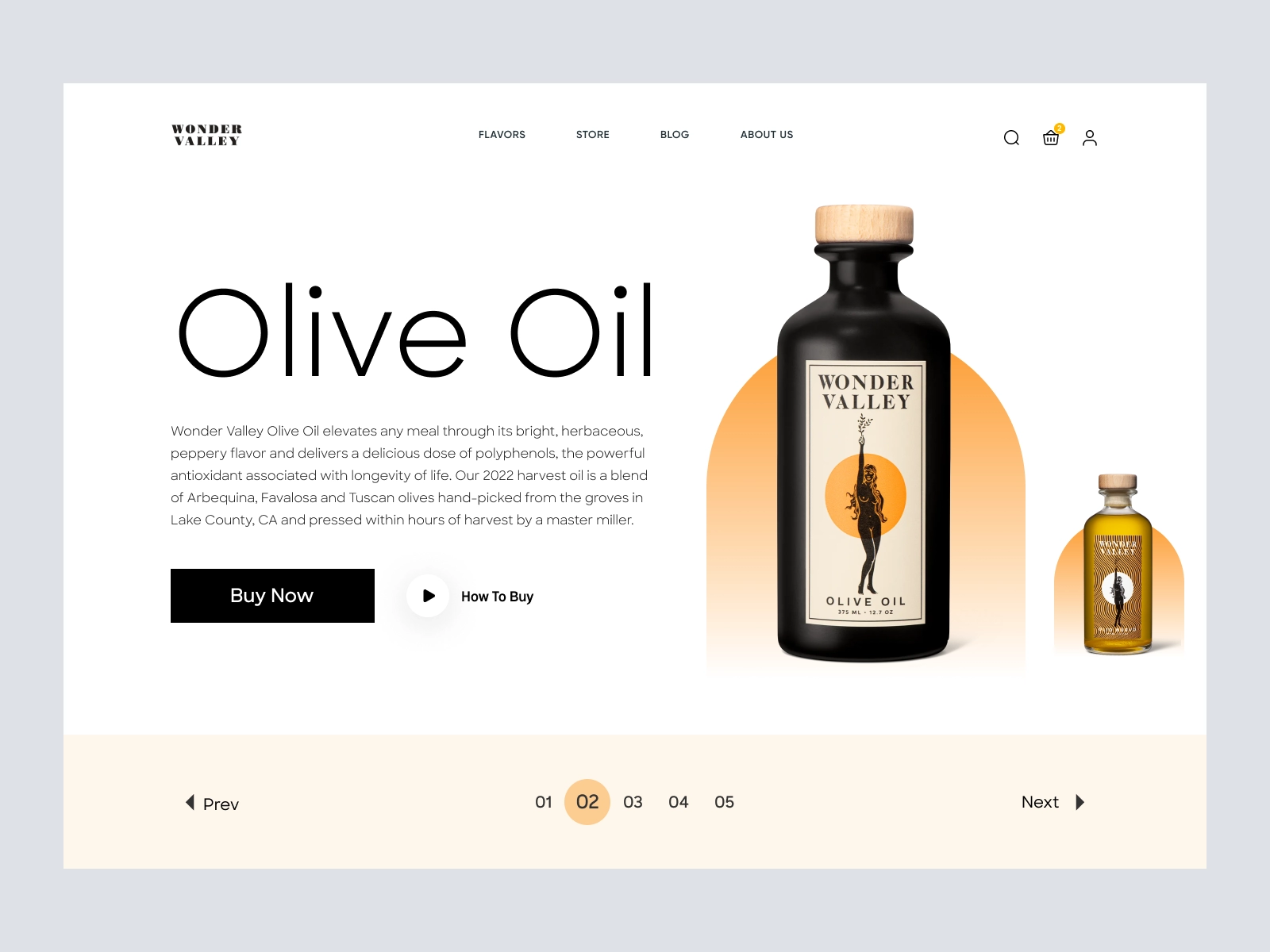 Wonder Valley - Olive Oil Shopify Store Design for Figma and Adobe XD - screen 1