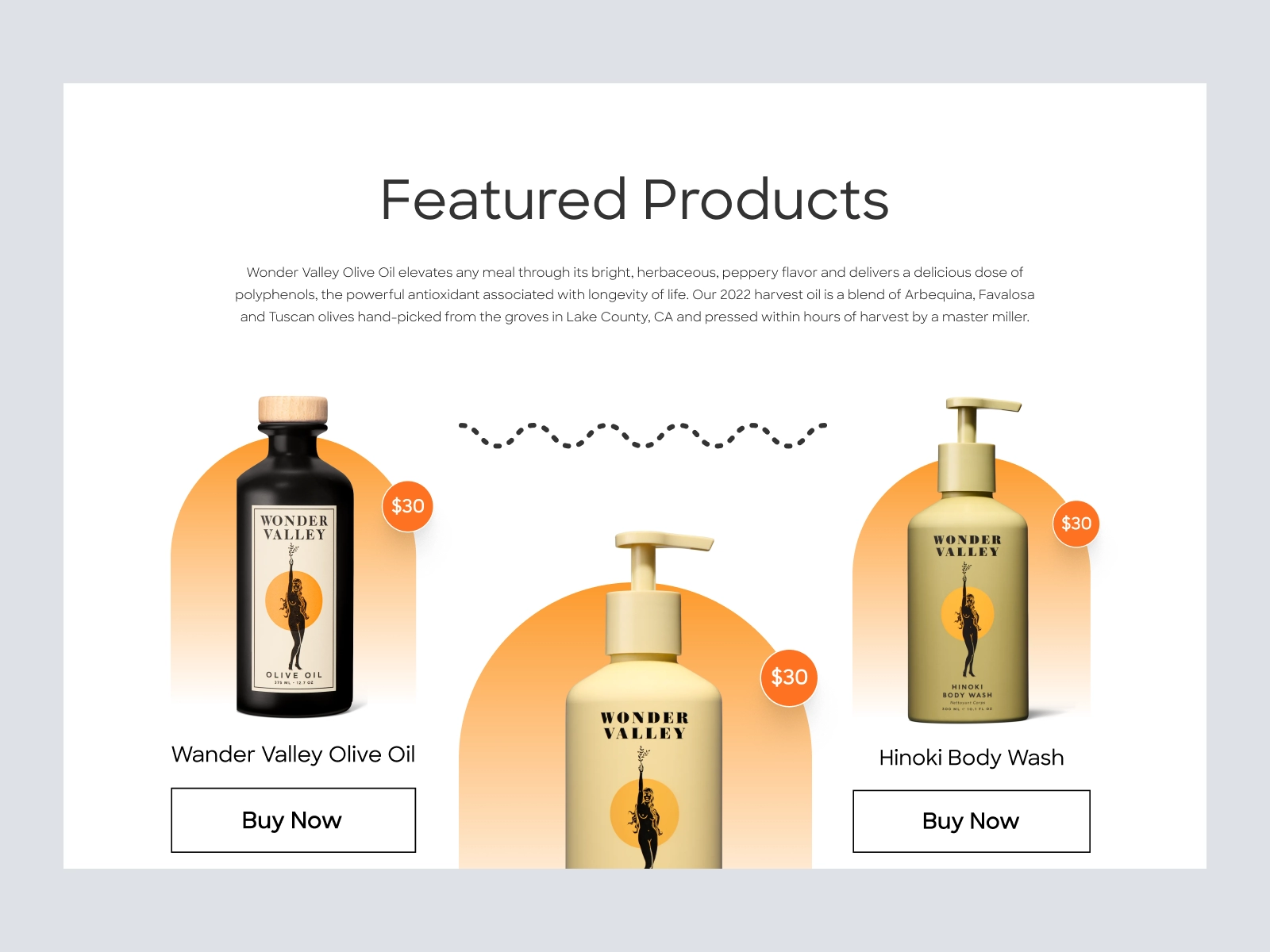 Wonder Valley - Olive Oil Shopify Store Design for Figma and Adobe XD - screen 2