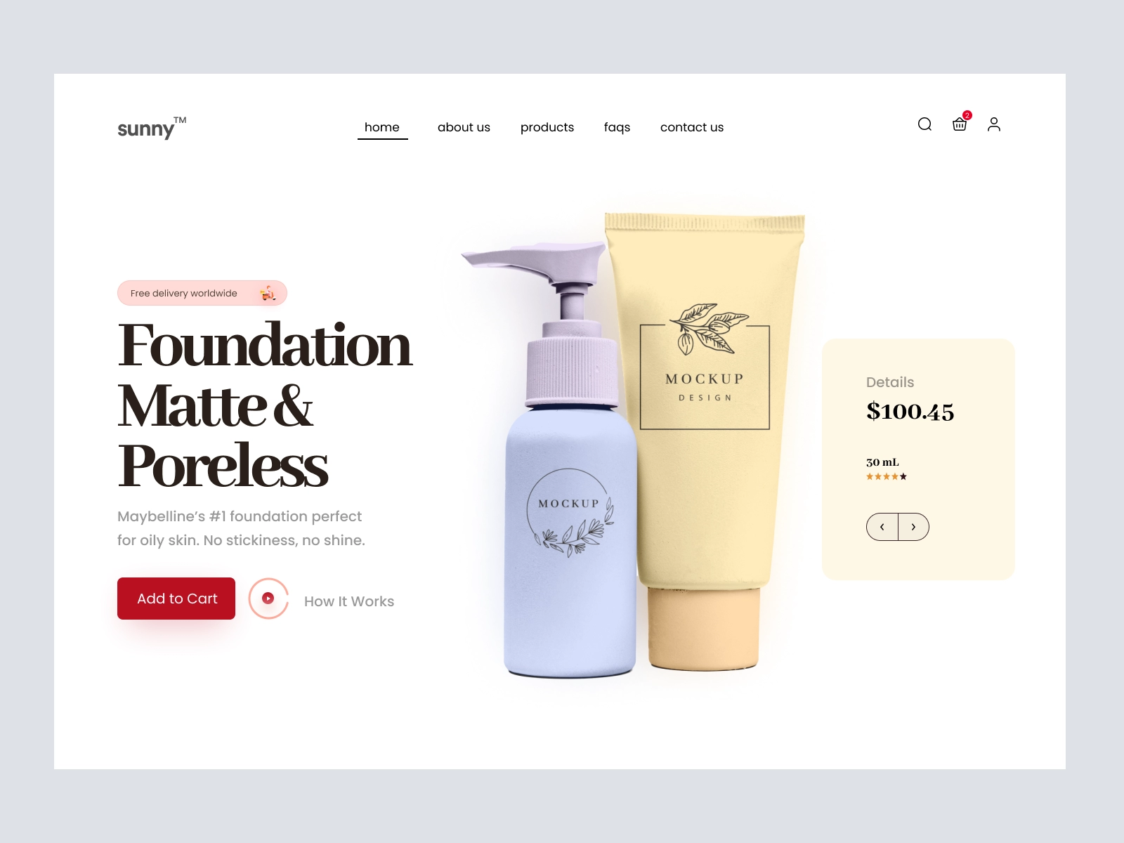 Sunny - Cosmetics Shopify Store for Figma and Adobe XD - screen 2
