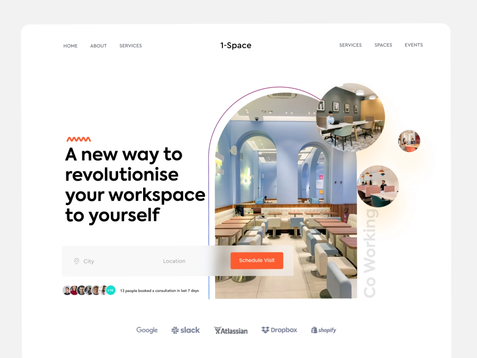 Landing Page Coworking Space - Full Page for Figma and Adobe XD - screen 1