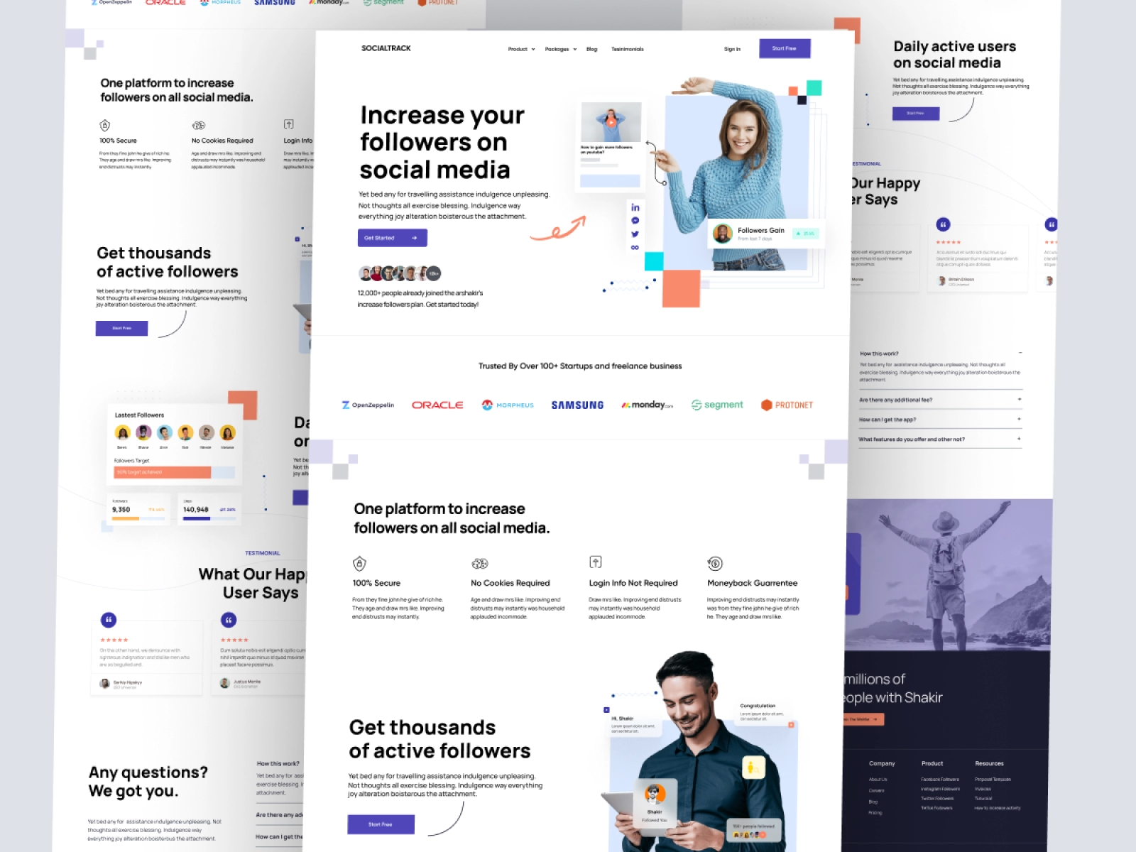 Social track - Social Media Monitoring Saas App landing Page for Figma and Adobe XD - screen 4