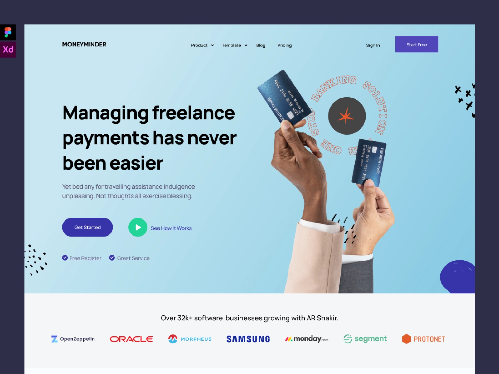 MoneyMinder - Payment Manager Finance App landing Page for Figma and Adobe XD - screen 3