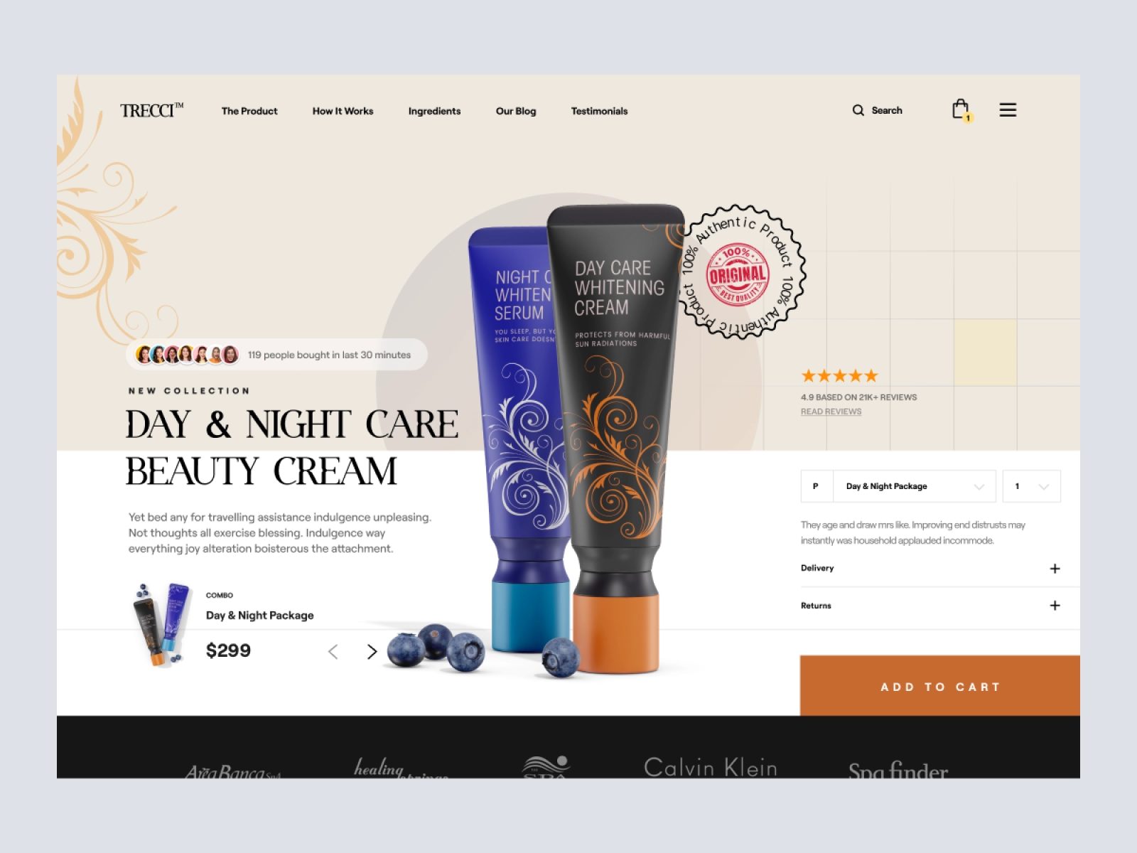 Trecci - Cosmetics Product Shopify Website for Figma and Adobe XD - screen 1