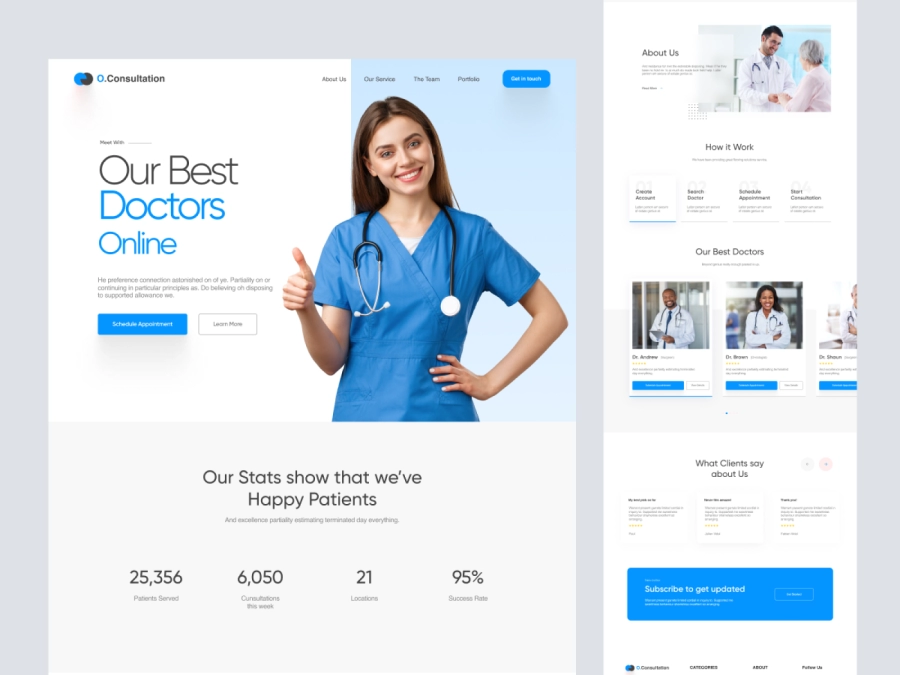 Download O.Consulation - Doctor Website Design for Figma and Adobe XD