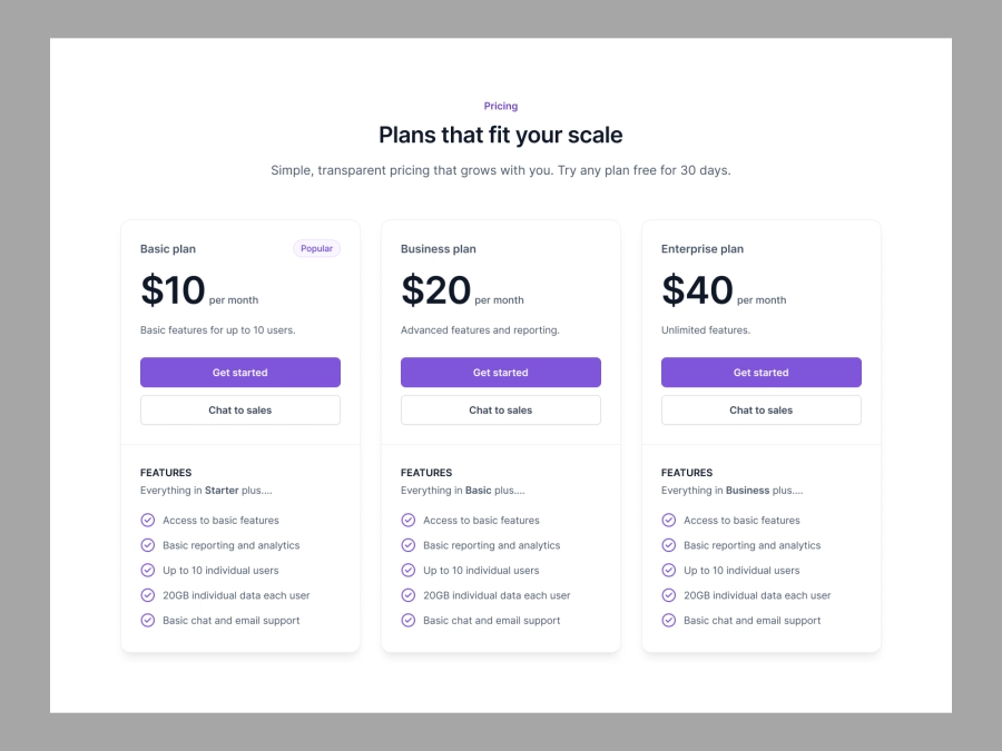 Download Pricing for Figma and Adobe XD