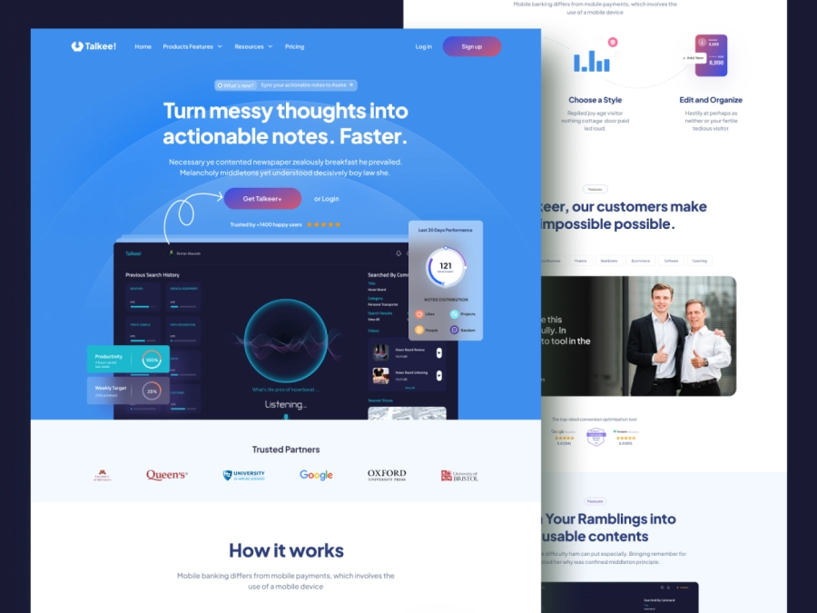Download Talkee - SaaS Product Website Design for Figma and Adobe XD