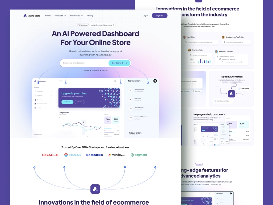 Download Alpha AI - AI Based SaaS Product Website Design for Figma and Adobe XD