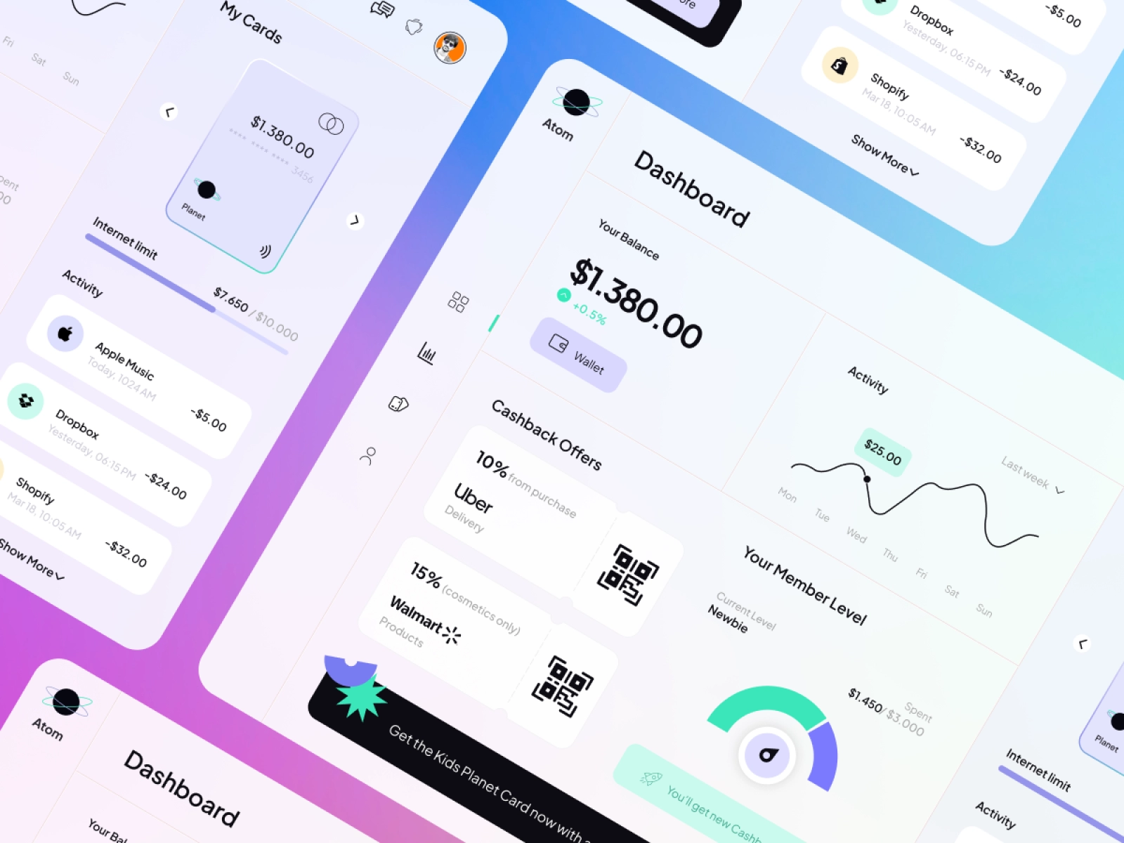 Atom - Finance App Dashboard UI Template for Figma and Adobe XD - screen 2