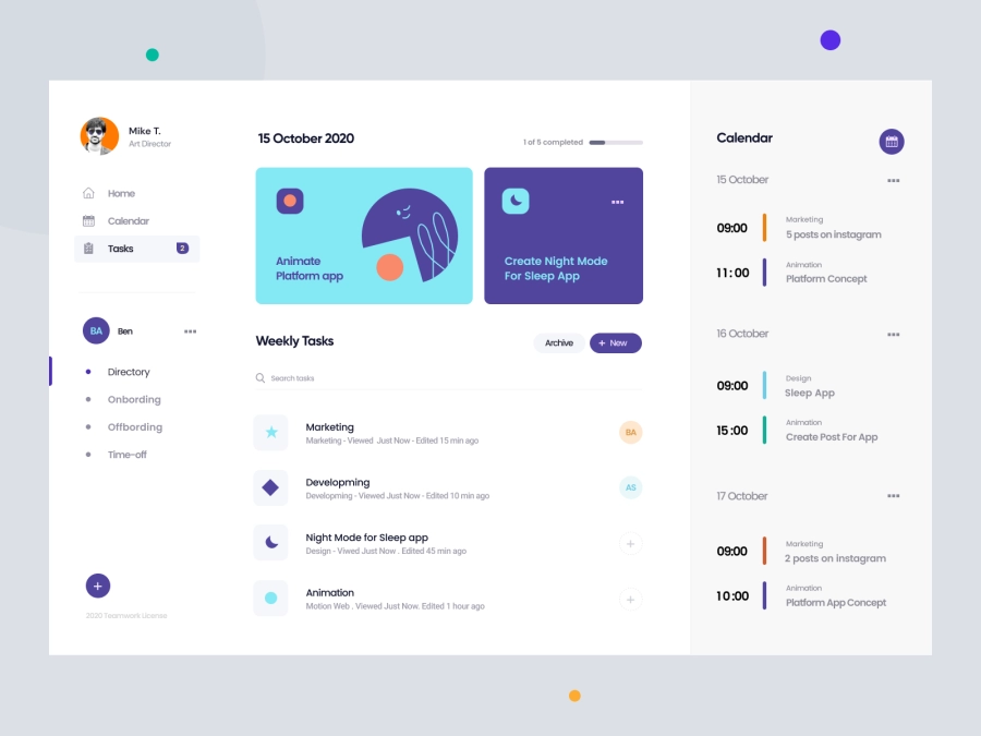 Download Bangroo - Daily Tasks Management Dashboard for Figma and Adobe XD
