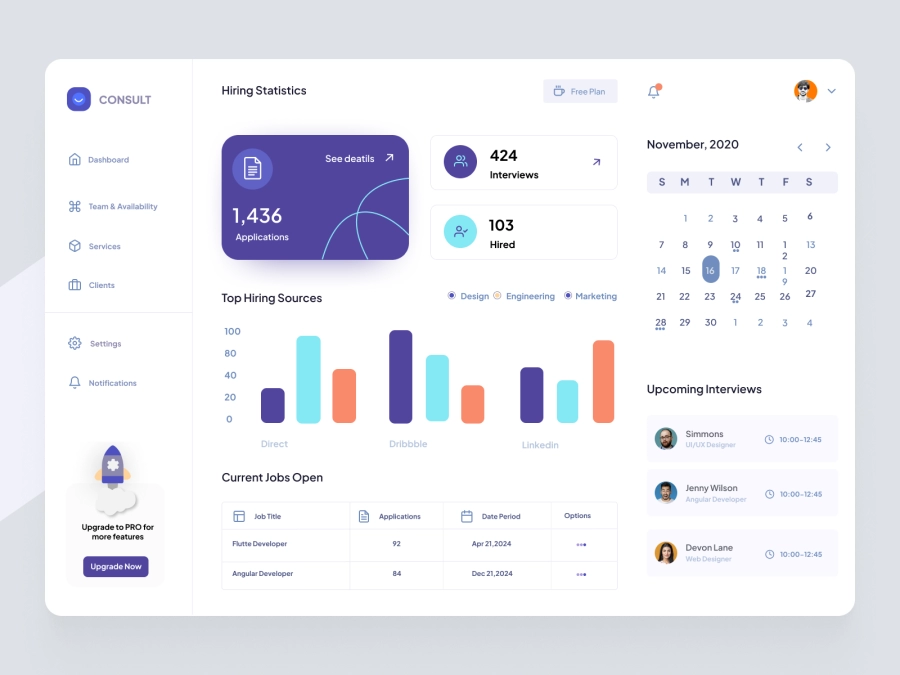 Download SmileHR - SmileHR - HR Consultant Dashboard for Figma and Adobe XD