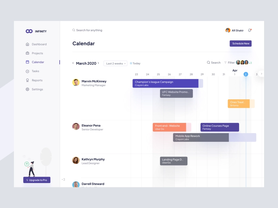Download Infinity - Calendar Scheduling App for Figma and Adobe XD