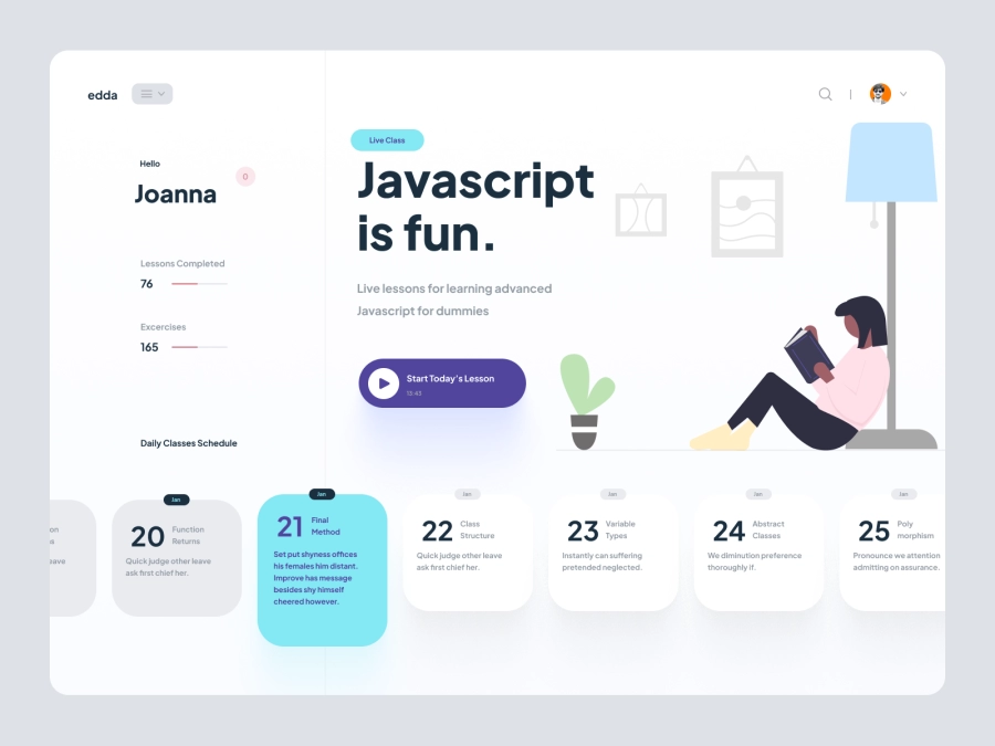Download Edda - Online Learning Dashboard UI for Figma and Adobe XD